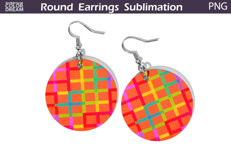 Pink Geometric Round Earrings | Hand Drawn Line Earrings