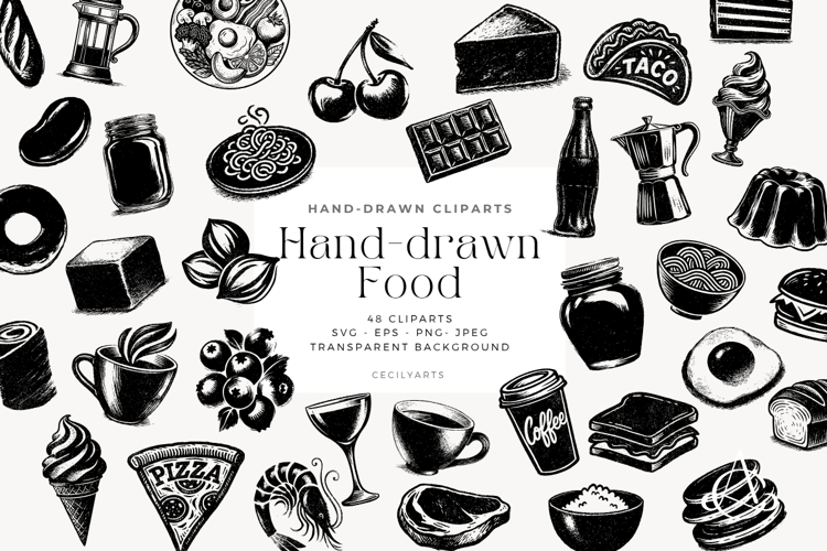Hand-drawn food illustrations