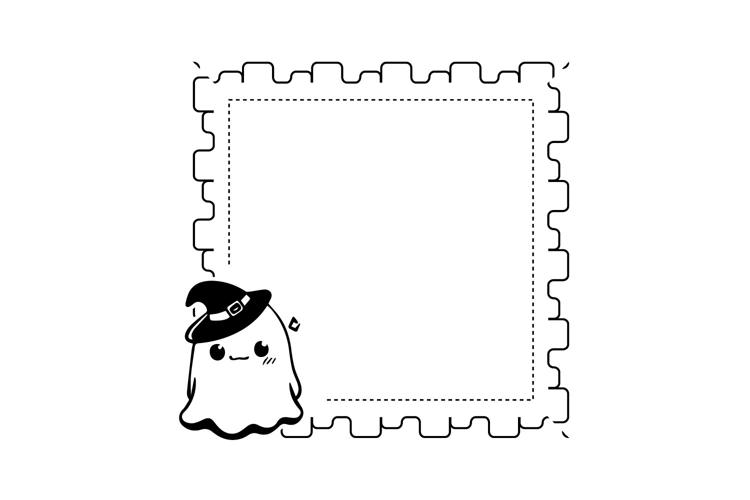 Hand drawn halloween ghost frame art element isolated