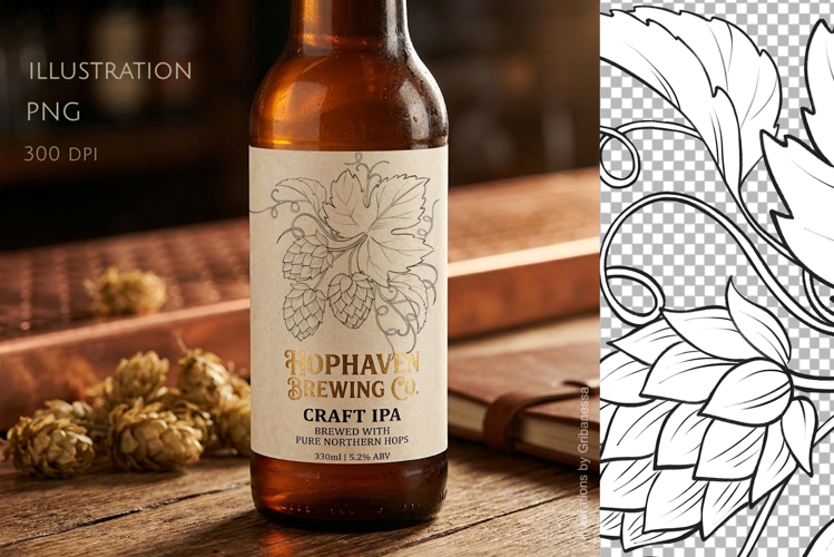 Hand-Drawn Hop Botanical Illustration PNG