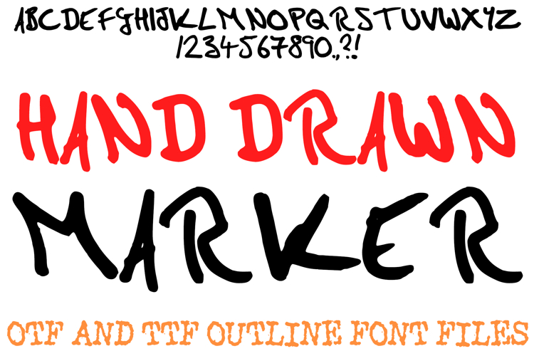 Hand Drawn Marker Font Lettering Ink ABC Typography OTF