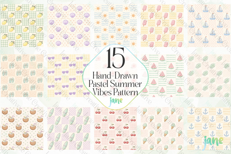 Hand-Drawn Pastel Summer Vibes Pattern