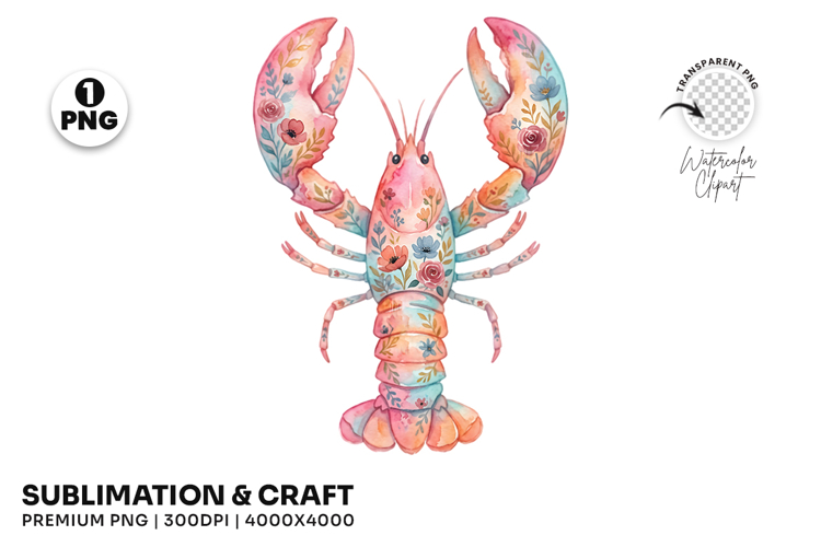 coastal lobster png, floral lobster png, lobster clipart png, hand drawn lobster, summer coastal png, ocean life clipart, seaside lobster design, beach clipart png, lobster sublimation, coastal sea clipart