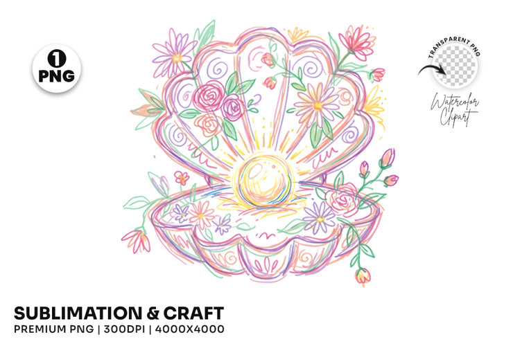 pearl seashell png, floral seashell png, coastal clipart png, hand drawn shell, summer shell clipart, ocean shell design, beach clipart png, seashell sublimation, seaside clipart, coastal summer png