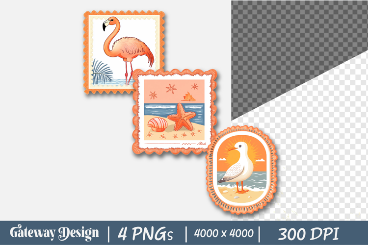 Hand Drawn Summer Postage Stamp Clipart