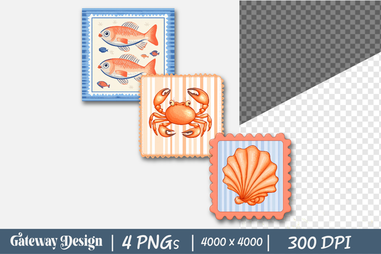 Hand Drawn Summer Postage Stamp Clipart