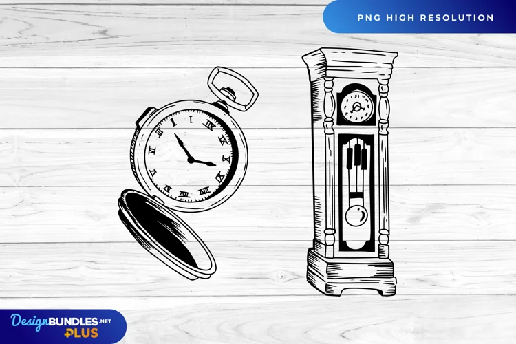 Hand Drawn Vintage Clock Clipart