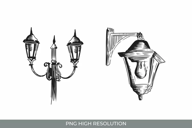 Hand Drawn Vintage Hanging Lamp Clipart