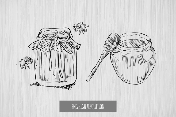 Hand Drawn Vintage Honey Clipart