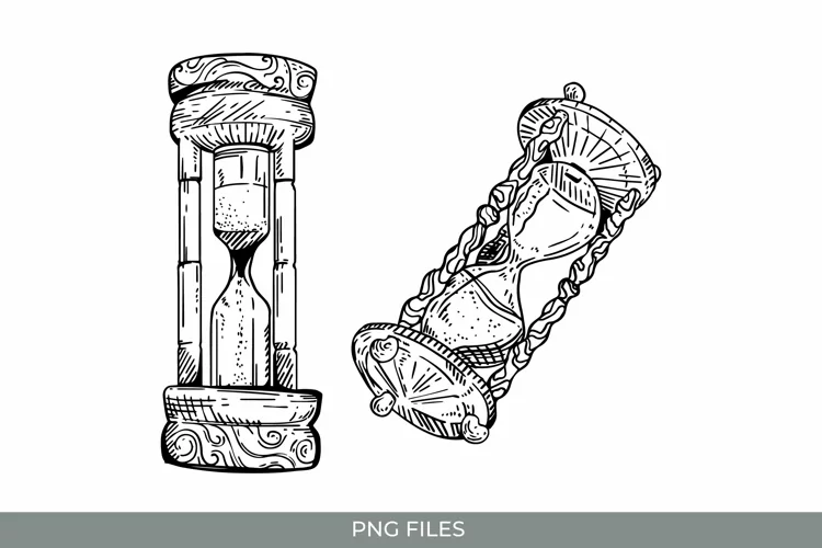 Hand Drawn Vintage Hourglass Clipart