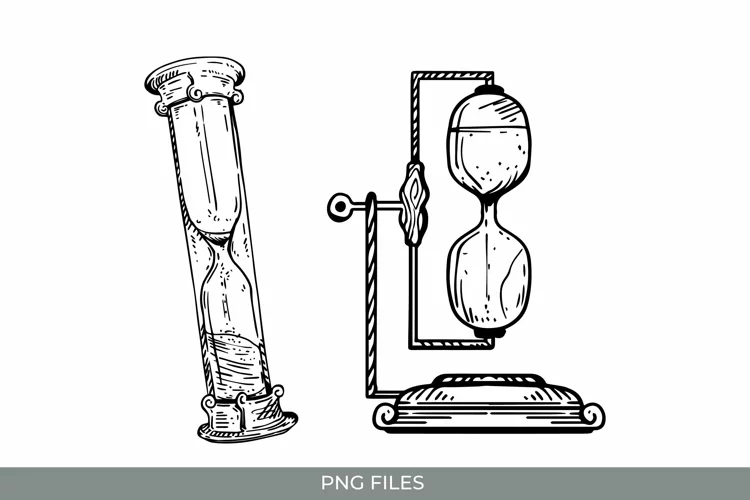 Hand Drawn Vintage Hourglass Clipart