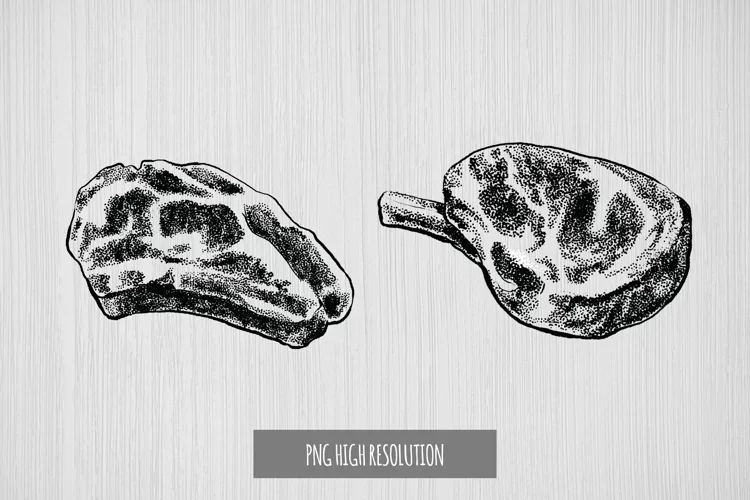 Hand Drawn Vintage Meat Clipart
