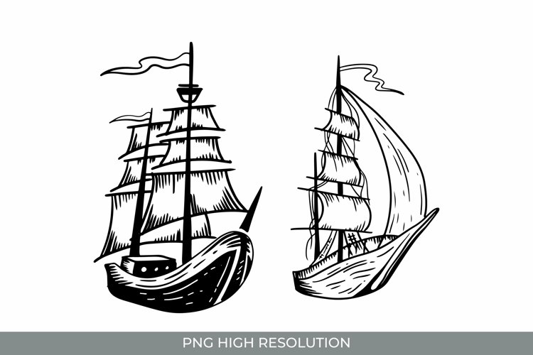 Hand Drawn Vintage Ship Clipart PNG