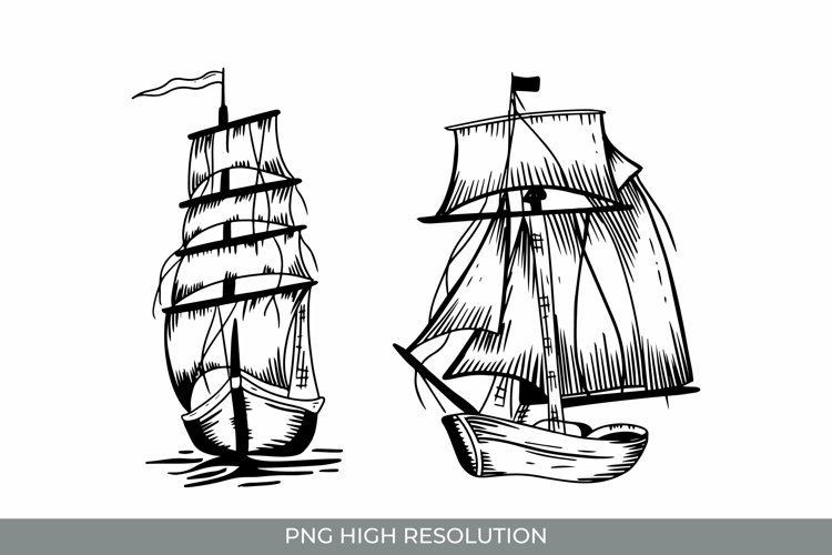 Hand Drawn Vintage Ship Clipart PNG