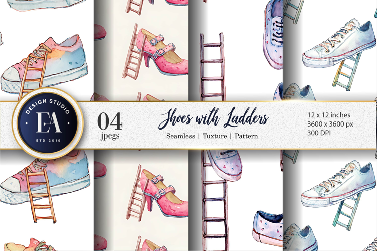 Shoes with Tiny Ladders Seamless Pattern Digital Paper