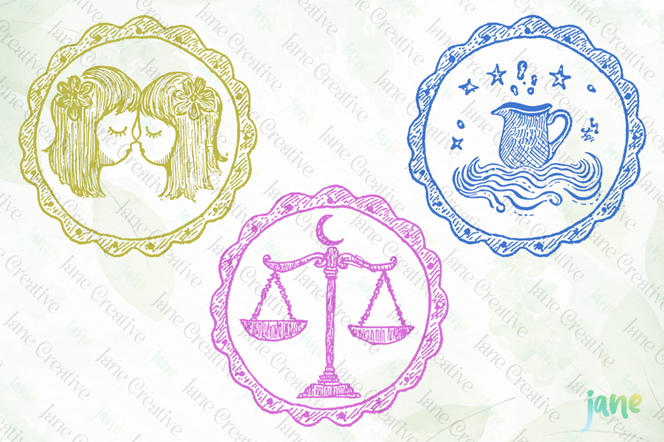 Hand Drawn Zodiac Air Signs SVG PNG