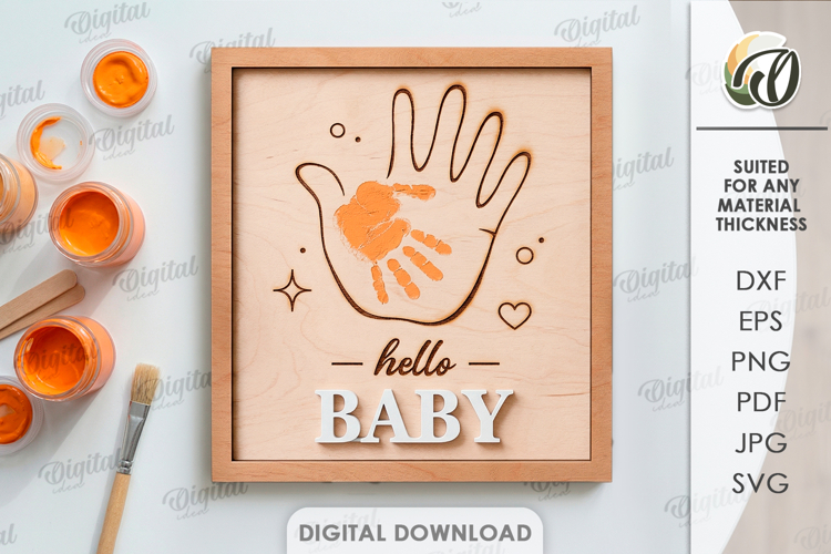 3D Handprint sign Laser Cut. Baby wall decor SVG