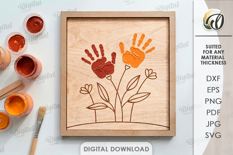 3D Handprint sign Laser Cut. Baby wall decor SVG