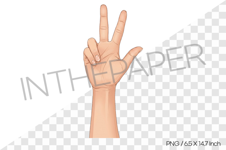 Waving Open Hand Gesture Cartoon Clipart PNG Illustration