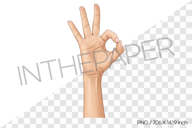 OK Sign Hand Gesture Cartoon Clipart PNG Illustration