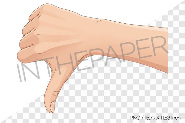 Thumbs Down Hand Gesture Cartoon Clipart PNG Illustration