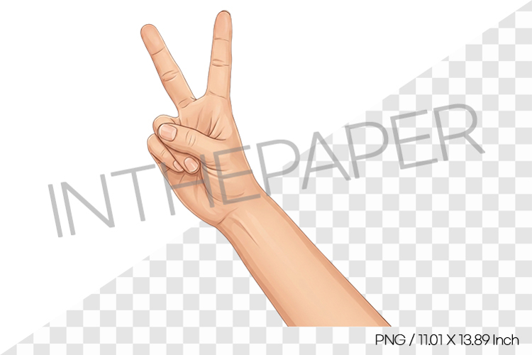 Victory Peace Sign Hand Gesture Cartoon Clipart PNG Illust