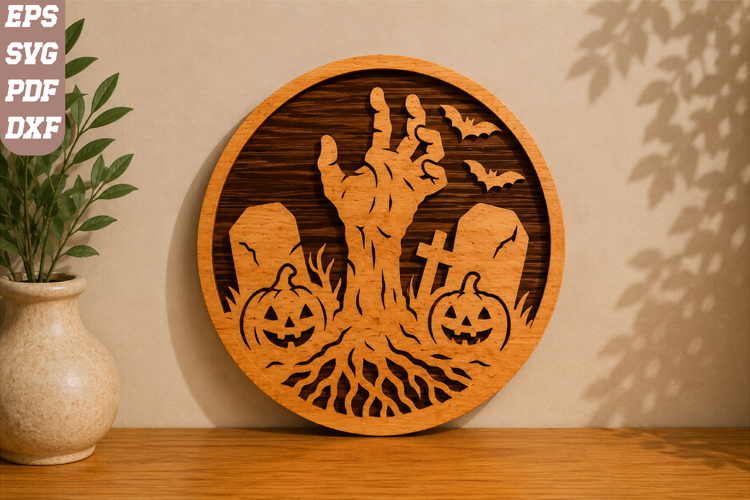 Hand in Graveyard Halloween Laser Cut SVG