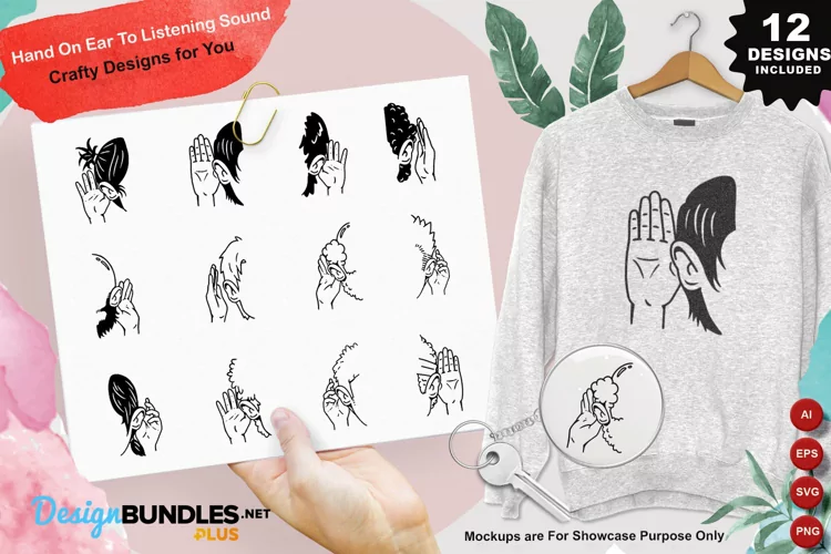 Hand On Ear To Listening Sound Clipart Set