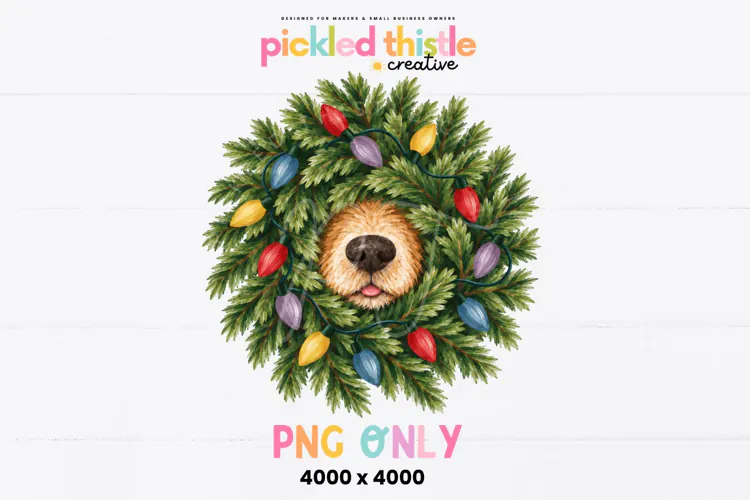Christmas Dog Wreath PNG