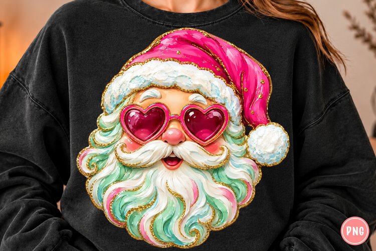 Pink Santa Christmas PNG | Glam Heart Sunglasses Pinkmas Png example image 1