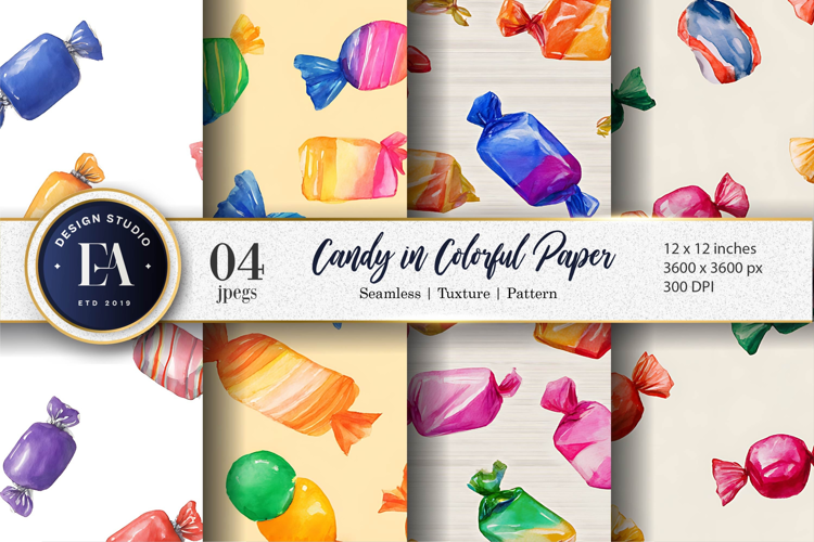 Colorful Candy Wrapping Hand Painted Digital Paper