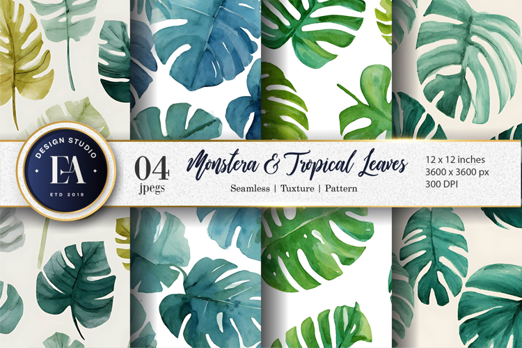 Hand-Painted Jungle Leaves Seamless Craft Digital Paper