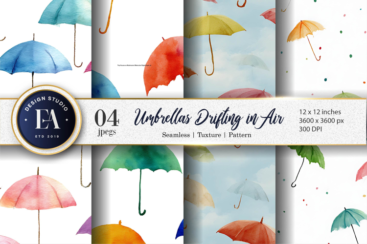 Umbrellas Drifting in Air Seamless Digital Paper