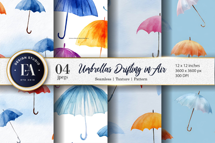 Umbrellas Drifting in Air Seamless Digital Paper