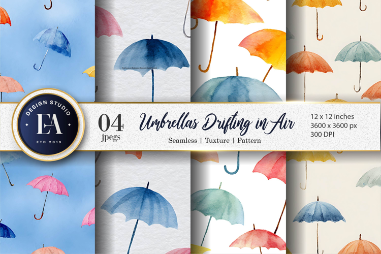 Umbrellas Drifting in Air Seamless Digital Paper