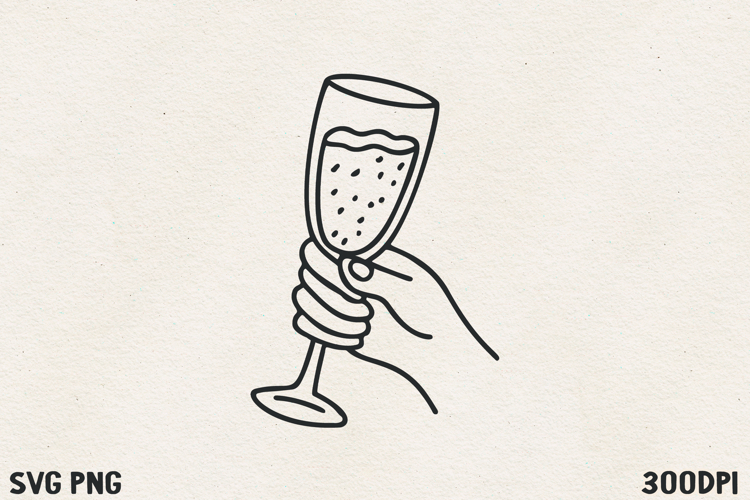 Hand Holding Champagne SVG PNG | Elegant Valentine Toast