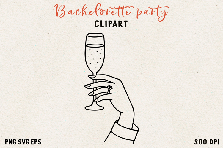 Bachelorette Party Line Art Clipart Bride SVG PNG EPS