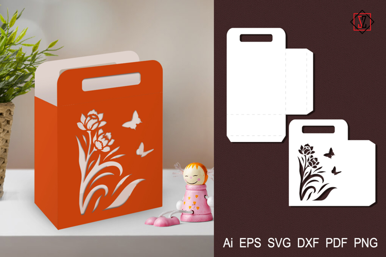 Gift bag with cut-out flowers