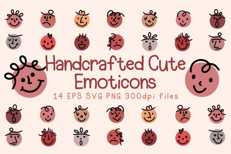 Handcrafted cute emoticons bundle