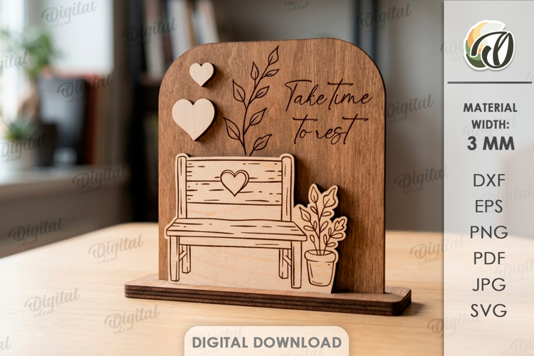 3D Hand Drawn Style Stand Laser Cut. Stand Decor SVG