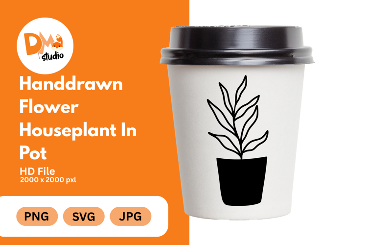 Handdrawn Flower Houseplant in Pot