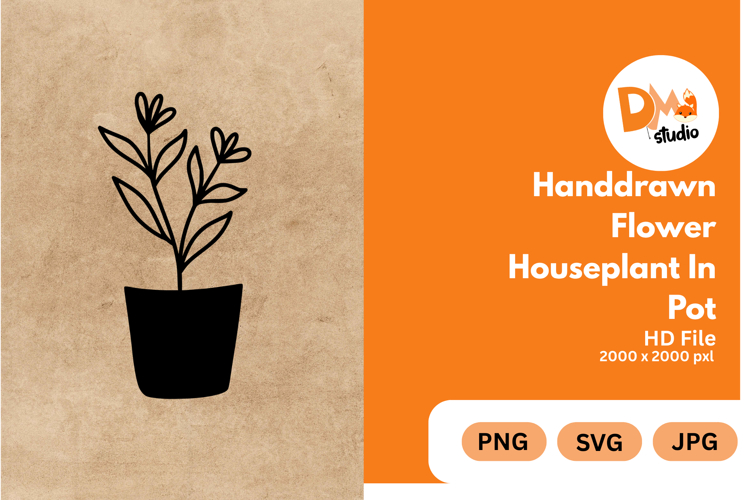 Handdrawn Flower Houseplant in Pot