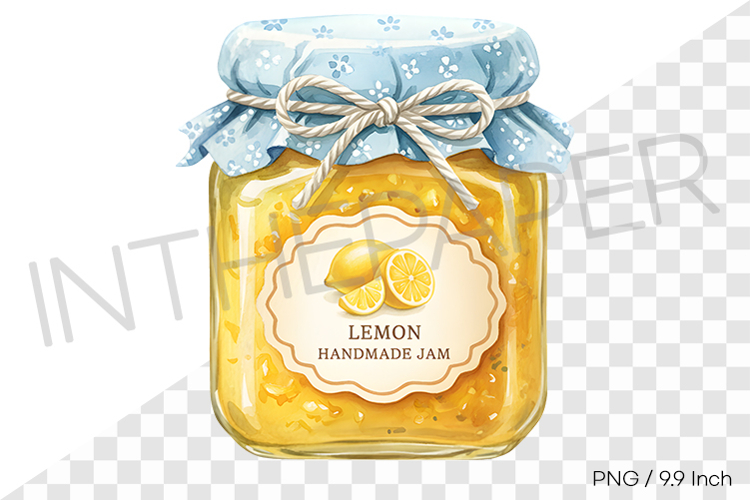 Sour yellow lemon curd jam in a cute ribbon jar PNG Clipart