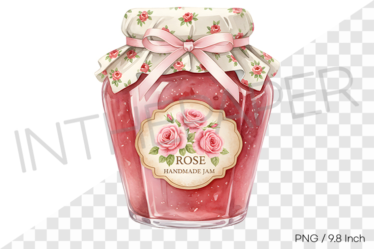 Fragrant rose petal jam in a cute ribbon jar PNG Clipart