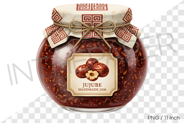 Korean jujube marmalade in a cute ribbon jar PNG Clipart