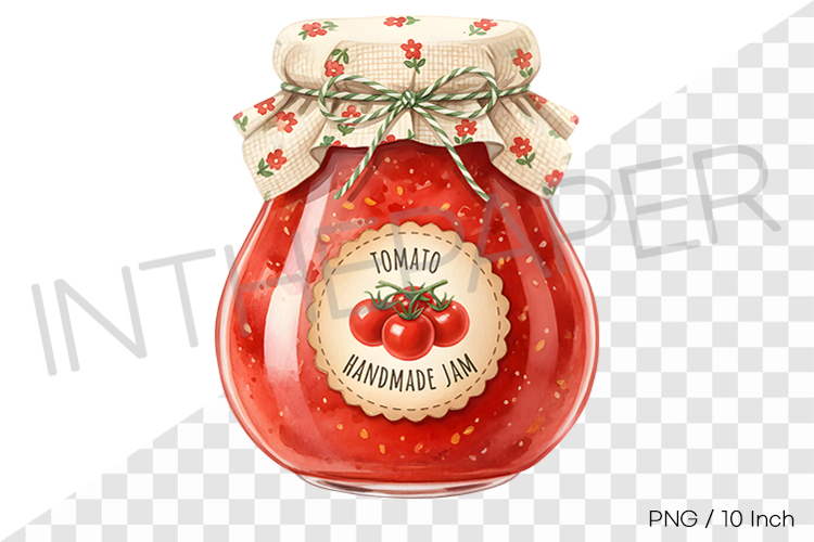 Savory red tomato jam in a cute ribbon jar PNG Clipart