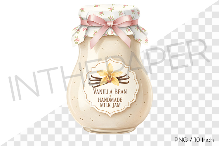 Sweet vanilla milk jam in a cute ribbon jar PNG Clipart