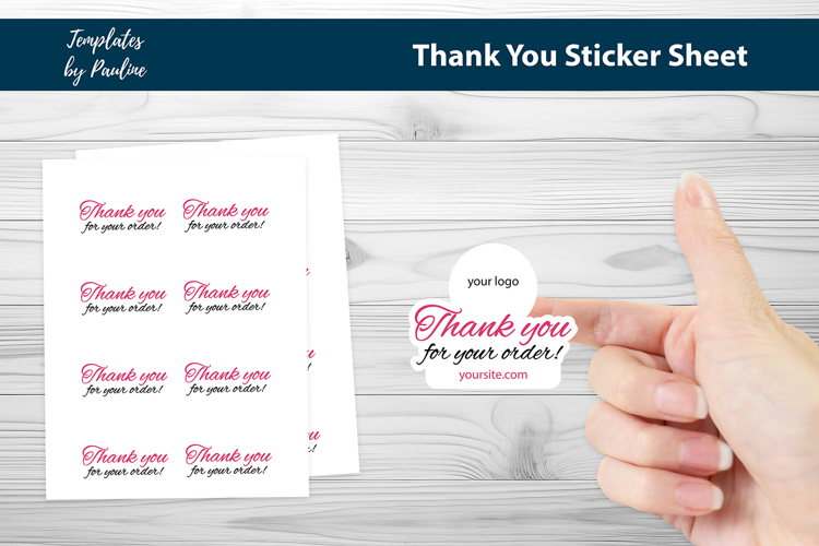 Handmade thank you stickers sheet, print and cut SVG