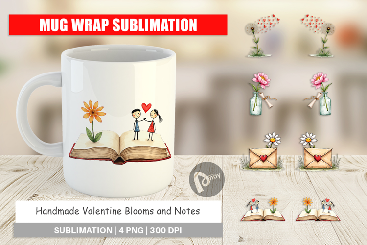 Valentine Blooms & Notes Mug Wrap