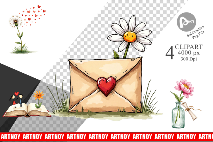 Valentine Blooms   Notes Clipart